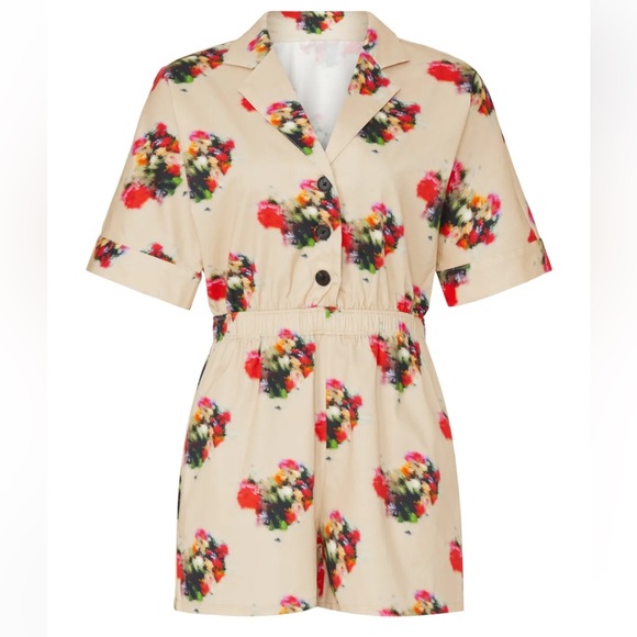 Adam Lippes Pants - Adam Lippes Floral Print Short Sleeve Romper - EUC
